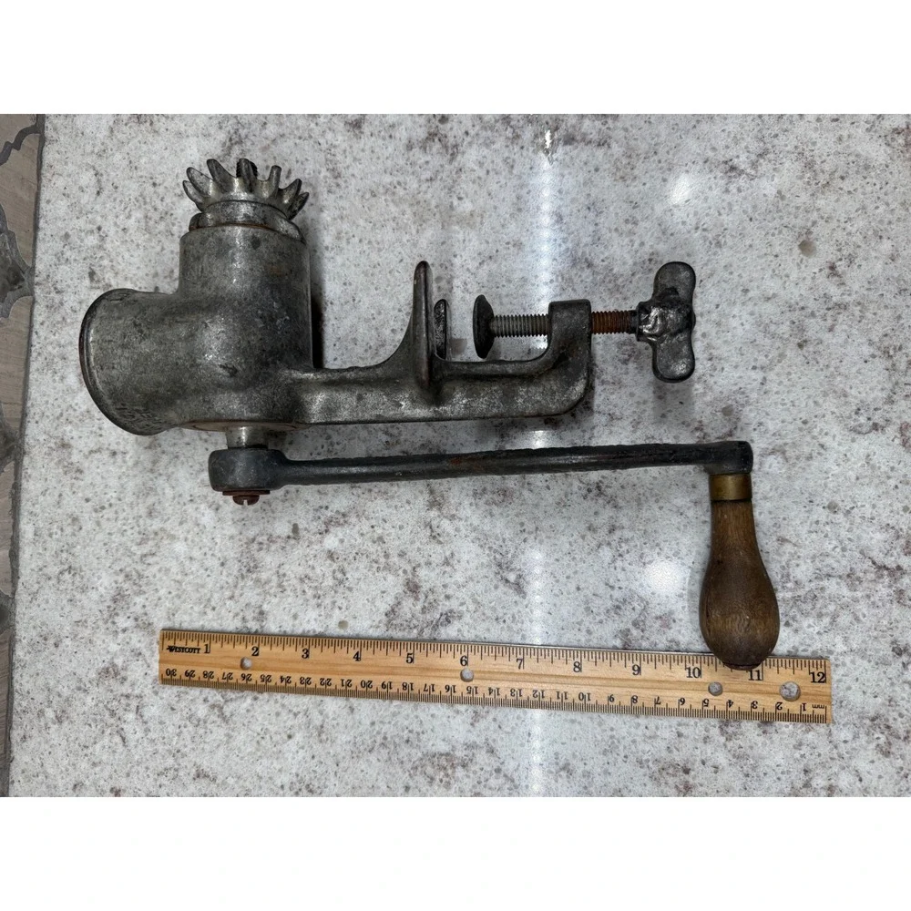 Antique LF&C New Britain Conn USA Hand Meat Grinder Cast Iron Farmhouse Decor